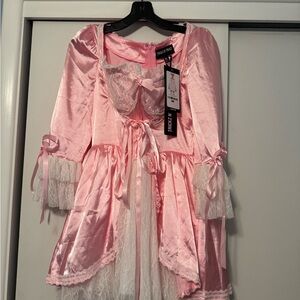 Dolls Kill Pink Satin Lace Dress